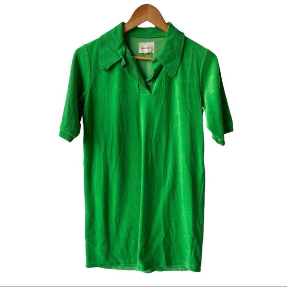 Loulou Studio Velour Mini Tennis Dress Green - Picture 2 of 5